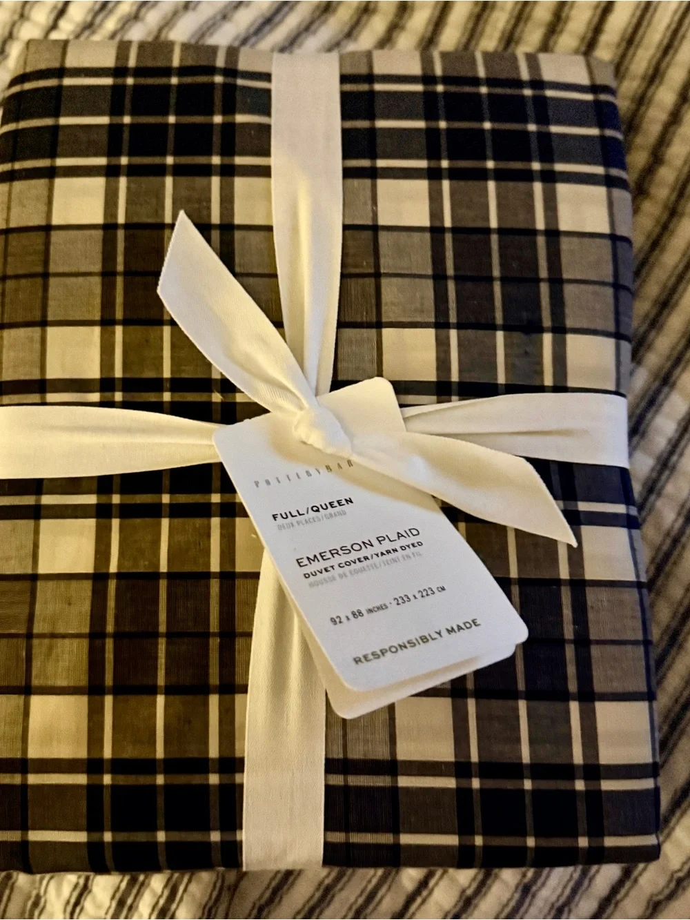 Pottery Barn Emerson Plaid Full /Queen 💯Cotton Duvet